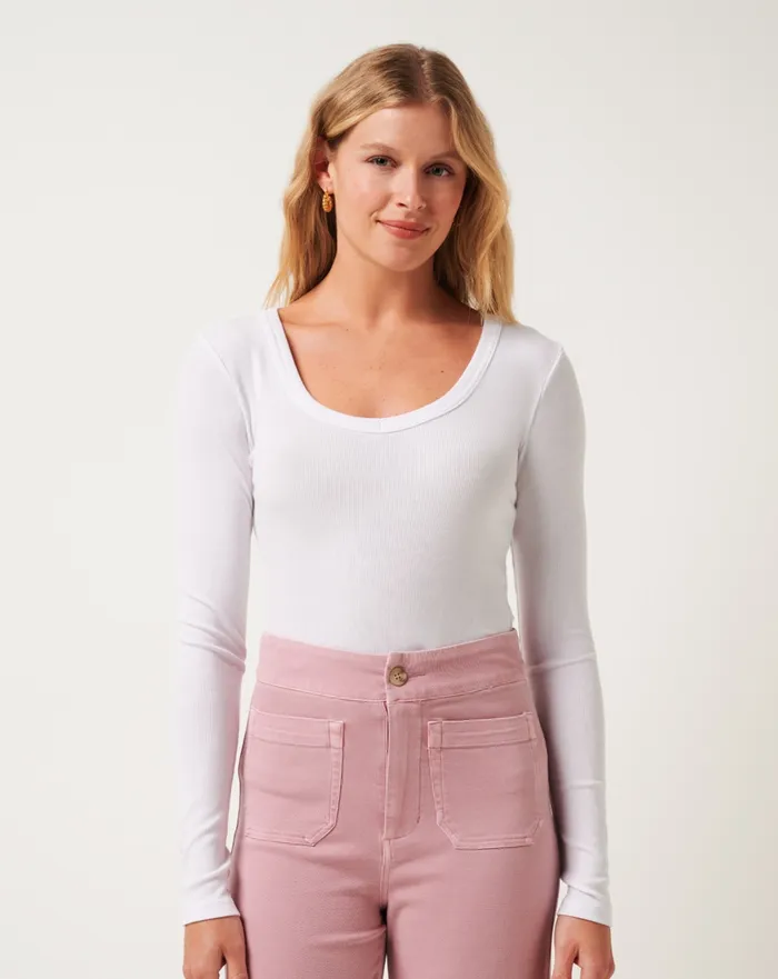 Women Shirts and Tops TravisMathew CLOUD RIB LONG SLEEVE TOP White