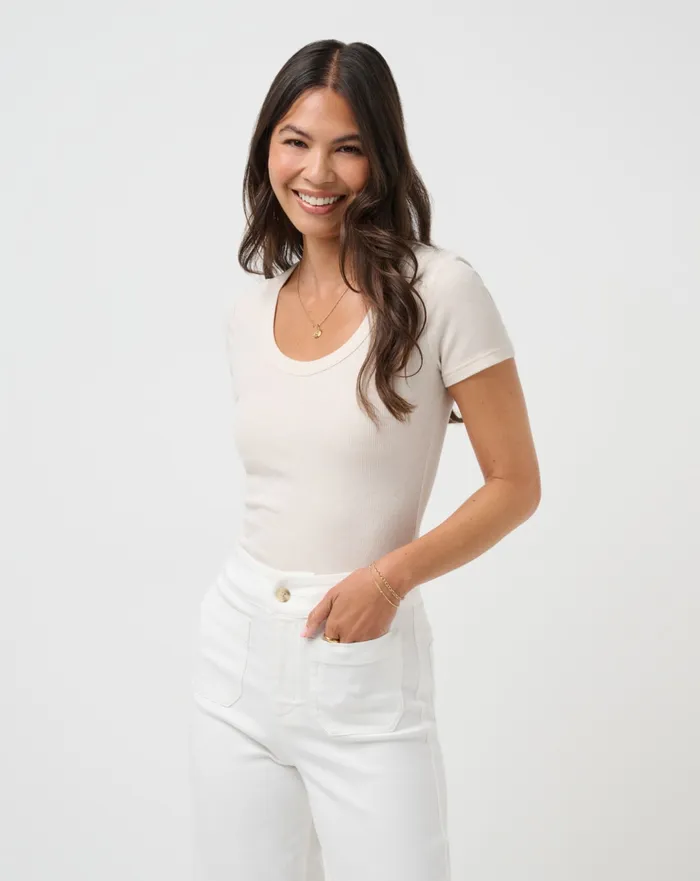 Women Shirts and Tops TravisMathew CLOUD RIB SHORT SLEEVE TOP Heather Light Chestnut