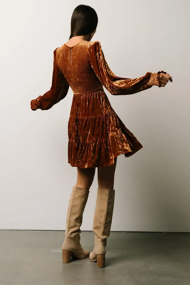 Women Short Dresses Baltic Born Kele Crushed Velvet Mini Dress Light Copper Women Short Dresses Baltic Born Kele Crushed Velvet Mini Dress Light Copper