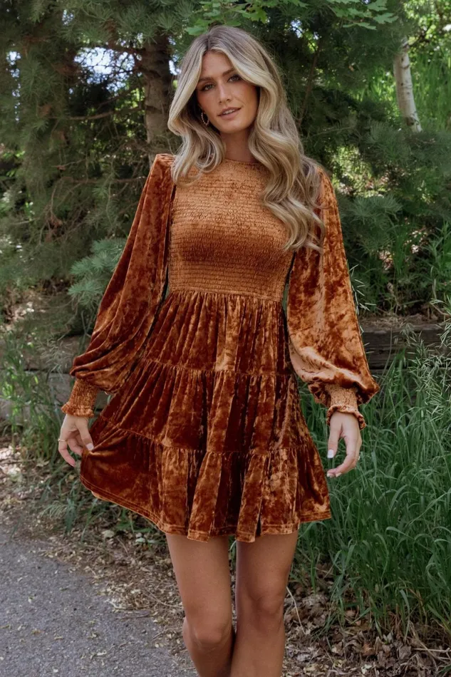 Women Short Dresses Baltic Born Kele Crushed Velvet Mini Dress Light Copper Women Short Dresses Baltic Born Kele Crushed Velvet Mini Dress Light Copper