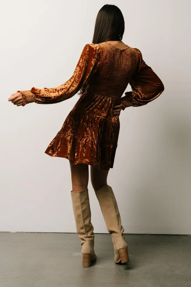Women Short Dresses Baltic Born Kele Crushed Velvet Mini Dress Light Copper Women Short Dresses Baltic Born Kele Crushed Velvet Mini Dress Light Copper