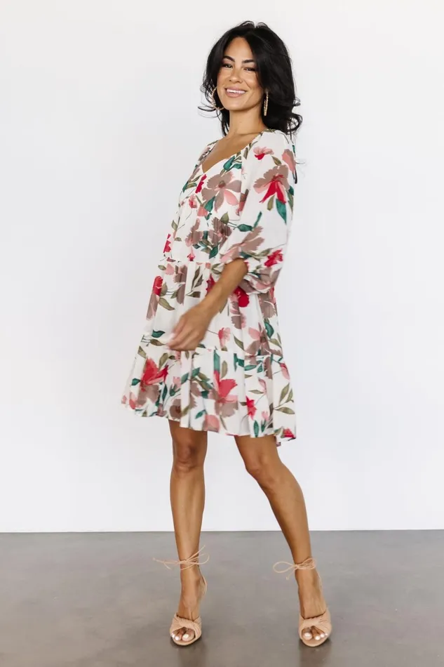 Women Short Dresses Baltic Born Shelley Short Dress Ivory Floral Women Short Dresses Baltic Born Shelley Short Dress Ivory Floral