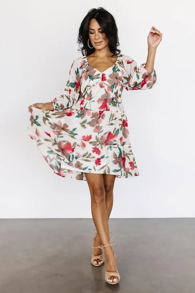 Women Short Dresses Baltic Born Shelley Short Dress Ivory Floral Women Short Dresses Baltic Born Shelley Short Dress Ivory Floral
