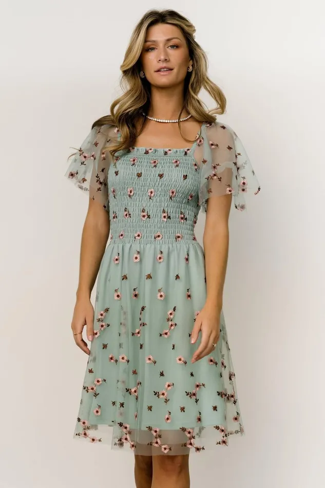 Women Short Dresses Baltic Born Tivoli Tulle Short Dress Sage Pink