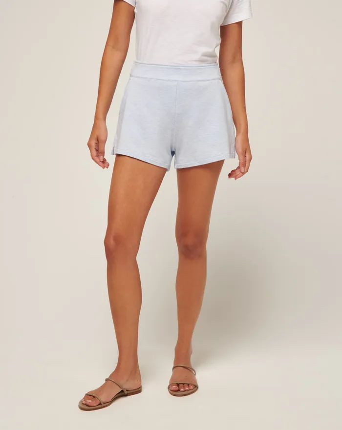Women Shorts TravisMathew CLOUD TERRY SHORT Heather Kentucky Blue