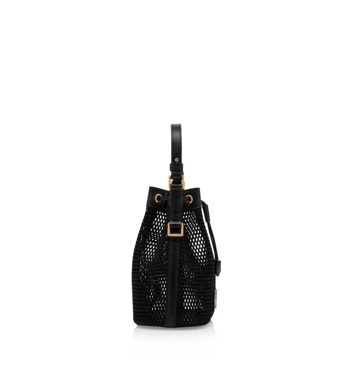 Women Shoulder Bags Tom Ford Mesh And Leather Disco Small Bucket On Chain Black Women Shoulder Bags Tom Ford Mesh And Leather Disco Small Bucket On Chain Black
