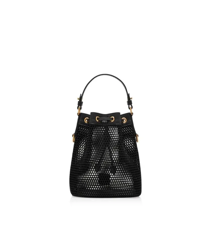 Women Shoulder Bags Tom Ford Mesh And Leather Disco Small Bucket On Chain Black Women Shoulder Bags Tom Ford Mesh And Leather Disco Small Bucket On Chain Black