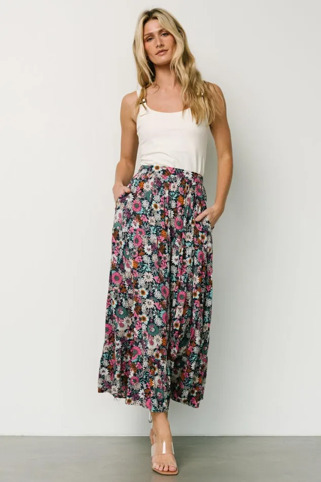Women Skirts Baltic Born Reilly Maxi Skirt Navy Flower Print