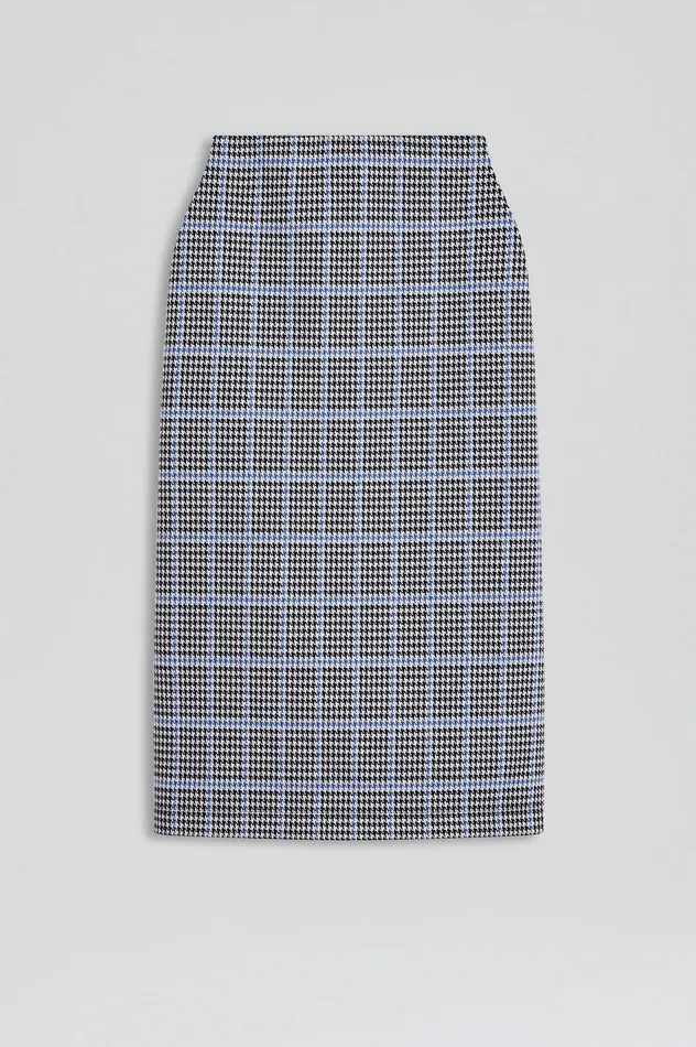 Women Skirts Scanlan Theodore PLAID SCUBA SKIRT COBALT Women Skirts Scanlan Theodore PLAID SCUBA SKIRT COBALT