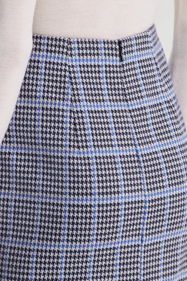 Women Skirts Scanlan Theodore PLAID SCUBA SKIRT COBALT Women Skirts Scanlan Theodore PLAID SCUBA SKIRT COBALT