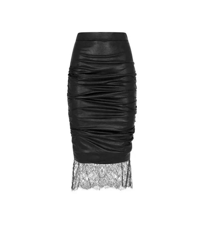 Women Skirts Tom Ford Faux Leather Ruched Skirt Black