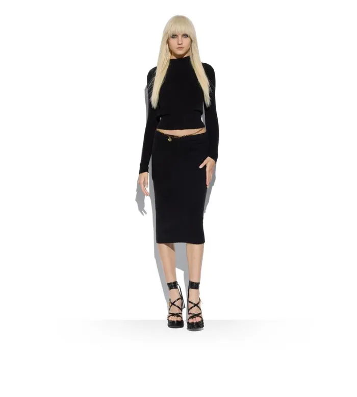 Women Skirts Tom Ford Stretch Cotton Cashmere Skirt Black