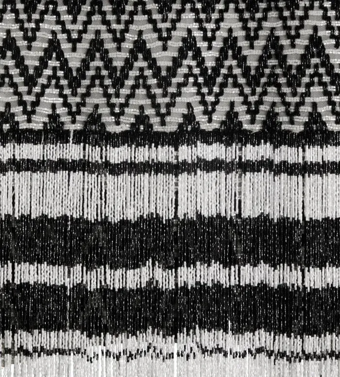Women Skirts Tom Ford ZigZag Bugle Beads Embroidery On Tulle Skirt Blackwhite