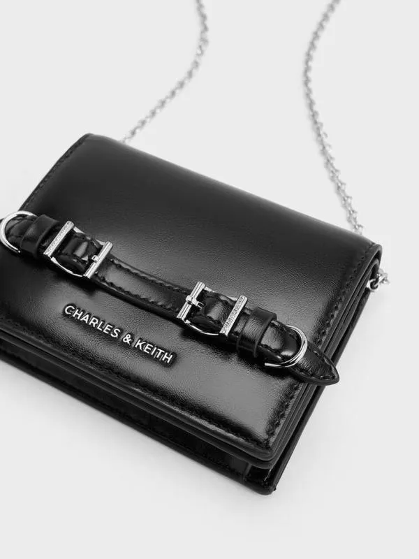 Women Sloane ChainHandle Wallet 8211 Noir CHARLES and KEITH Wallets On Chain