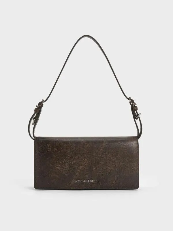 Women Sloane Long Wallet 8211 Dark Brown CHARLES and KEITH Long Wallets