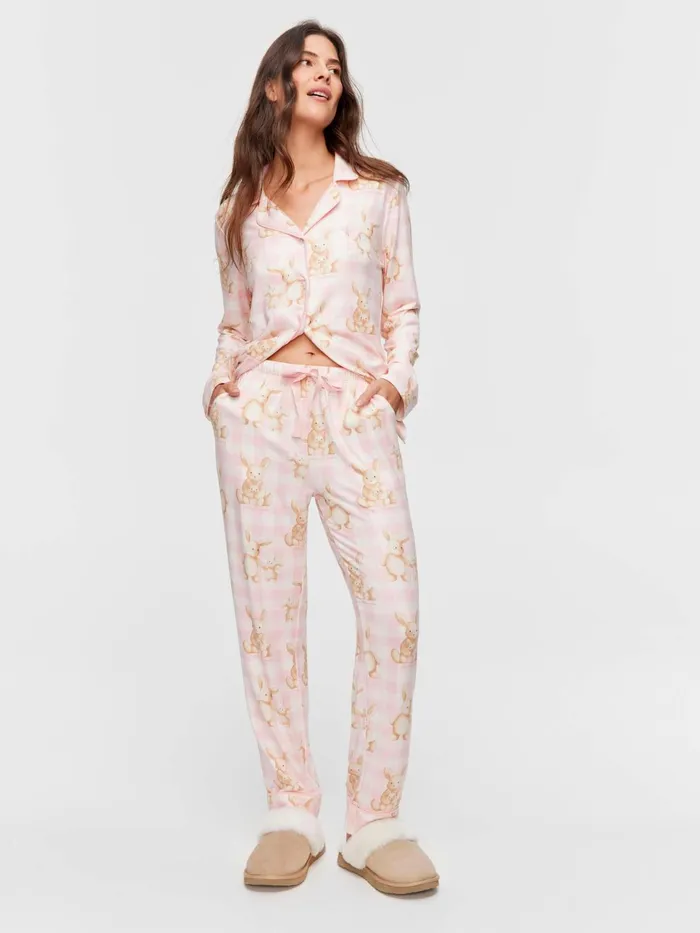 Women Soft Bunny Plush Long Classic Pj Set Multi Peter Alexander Sets and Onesies