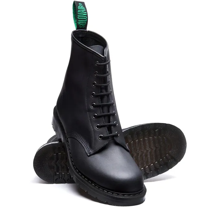 Women Solovair Derby Boots Black Greasy 8 Eye Derby Boot