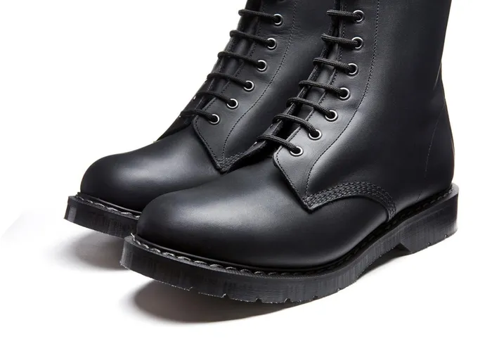 Women Solovair Derby Boots Black Greasy 8 Eye Derby Boot
