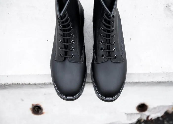 Women Solovair Derby Boots Black Greasy 8 Eye Derby Boot