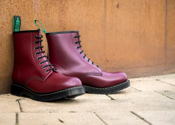 Women Solovair Derby Boots Cherry Red 8 Eye Derby Boot