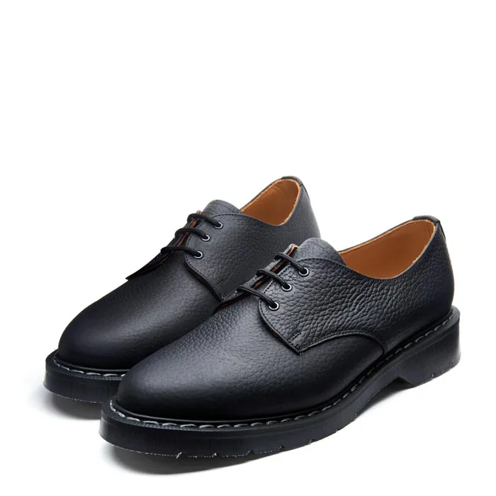 Women Solovair Gibson Shoes Black Greasy Grain Gibson Shoe