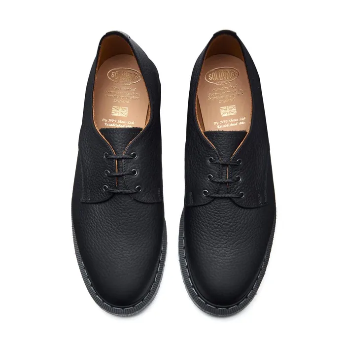 Women Solovair Gibson Shoes Black Greasy Grain Gibson Shoe