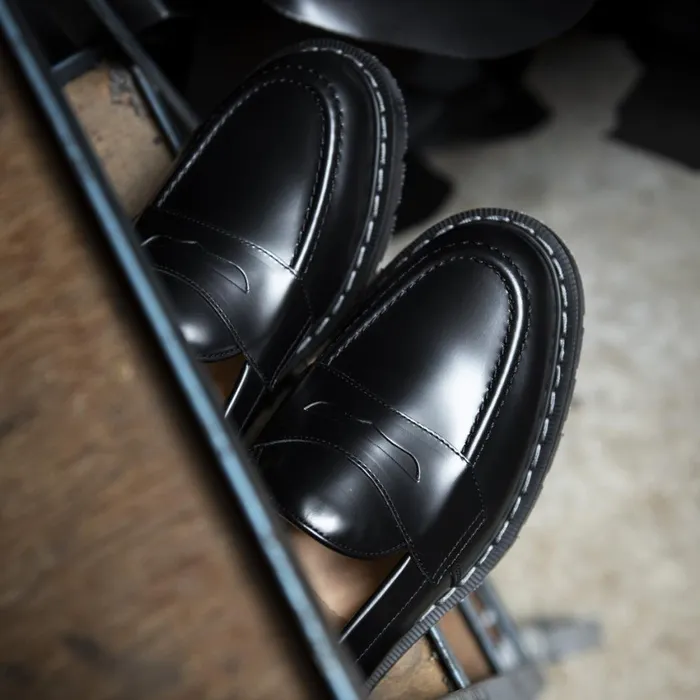 Women Solovair Loafers Black HiShine Penny Loafer