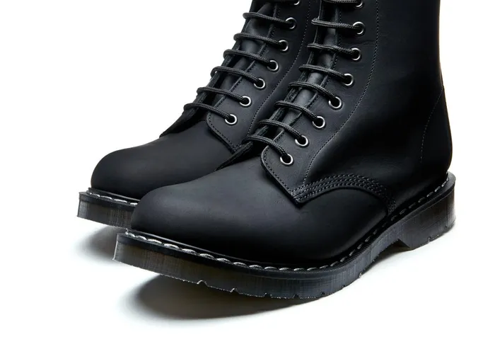 Women Solovair Zip Boots Black Greasy 11 Eye Zip Derby Boot