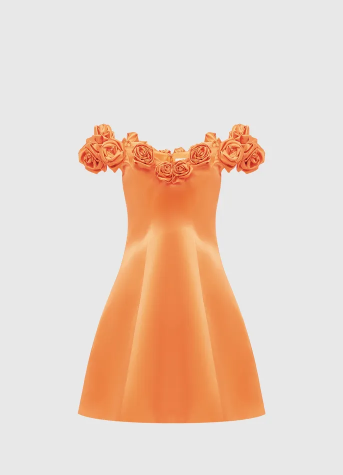 Women Stella OffShoulder Mini Dress 8211 Tangerine Dresses and Jumpsuits LEO LIN