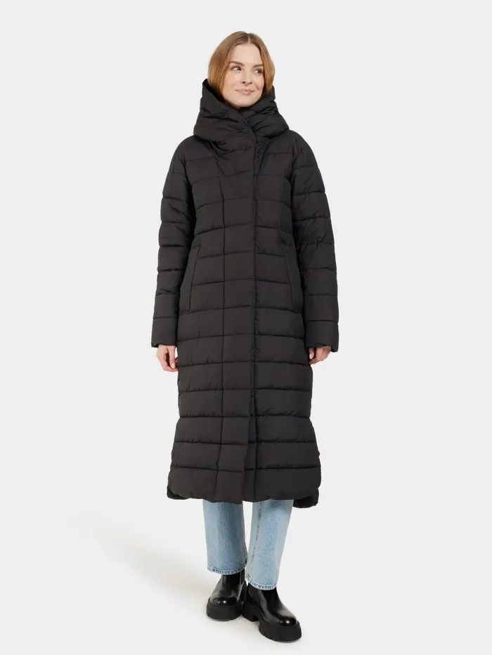 Women Stella Parka Long Black Didriksons Insulated Jackets