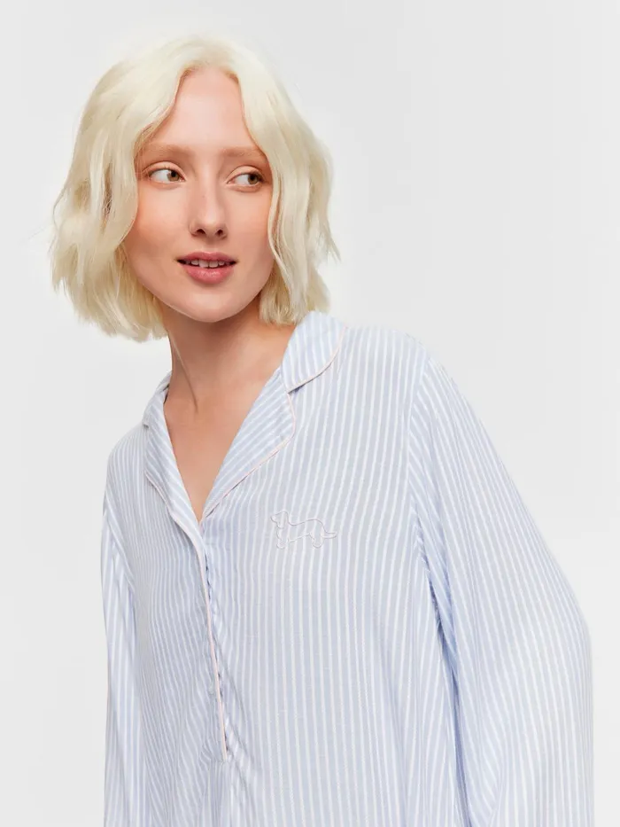 Women Stripe Long Sleeve Nightshirt Multi Peter Alexander Nighties