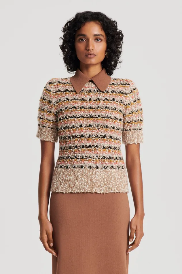 Women STRIPE SLIM SWEATER CORAL Sweaters Scanlan Theodore Women STRIPE SLIM SWEATER CORAL Sweaters Scanlan Theodore