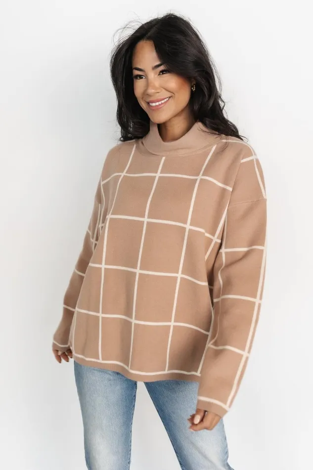 Women Sweaters Baltic Born Tahoe Turtleneck Sweater Taupe Cream