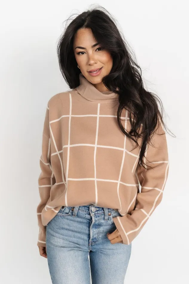 Women Sweaters Baltic Born Tahoe Turtleneck Sweater Taupe Cream Women Sweaters Baltic Born Tahoe Turtleneck Sweater Taupe Cream