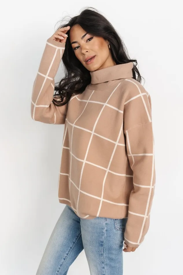 Women Sweaters Baltic Born Tahoe Turtleneck Sweater Taupe Cream Women Sweaters Baltic Born Tahoe Turtleneck Sweater Taupe Cream