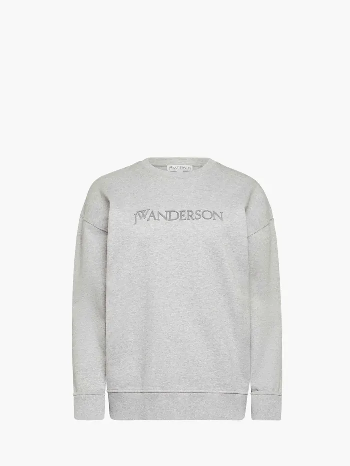 Women Sweatshirt and Hoodies JW Anderson CLASSIC LOGO EMBROIDERY SWEATSHIRT Grey Melange Women Sweatshirt and Hoodies JW Anderson CLASSIC LOGO EMBROIDERY SWEATSHIRT Grey Melange