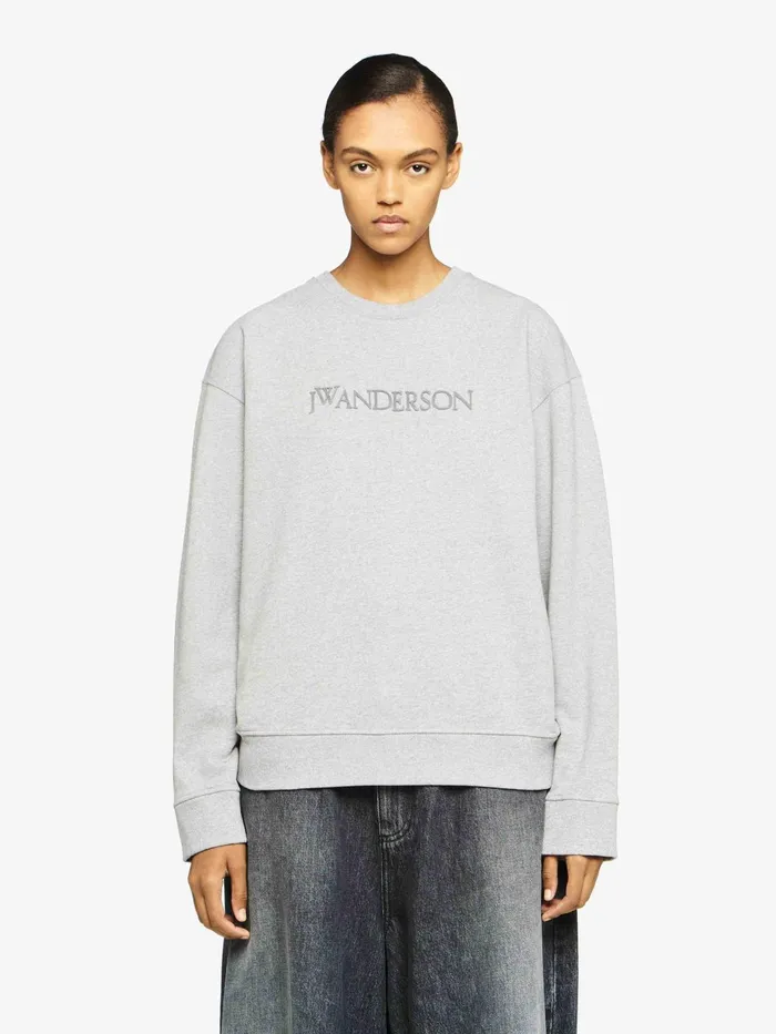 Women Sweatshirt and Hoodies JW Anderson CLASSIC LOGO EMBROIDERY SWEATSHIRT Grey Melange
