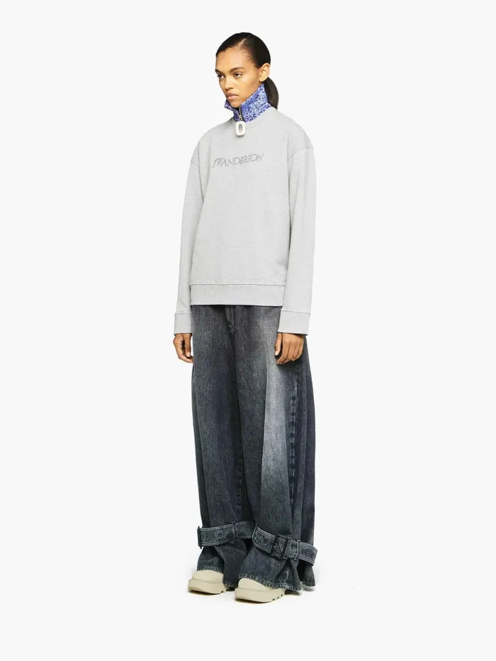 Women Sweatshirt and Hoodies JW Anderson CLASSIC LOGO EMBROIDERY SWEATSHIRT Grey Melange