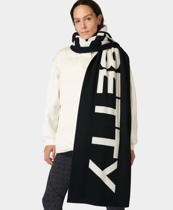 Women Sweaty Betty Jacquard Scarf Black Sweaty Betty Hats Scarves Gloves