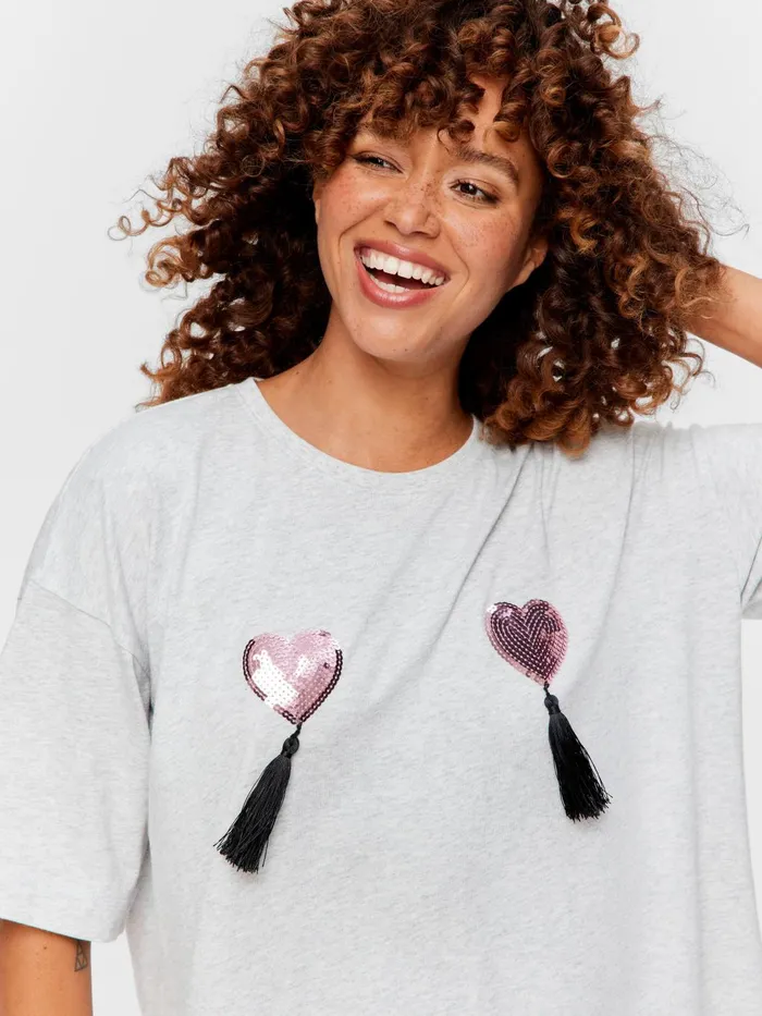 Women Tassel Sleep Tee Grey Peter Alexander Nighties