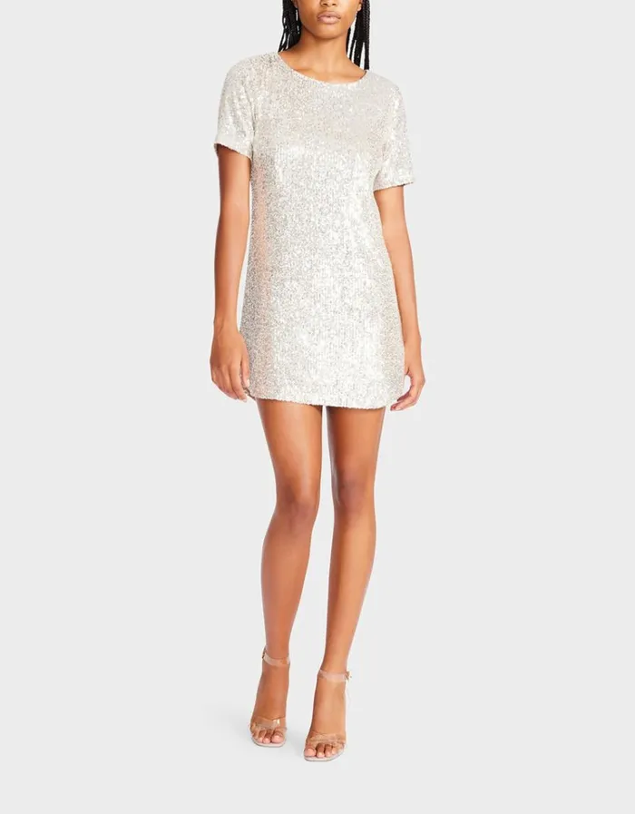 Women TATIANA MINI DRESS SILVER Silver Betsey Johnson