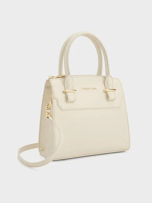 Women Temmie Structured Tote Bag 8211 Cream CHARLES and KEITH Top Handle Bags