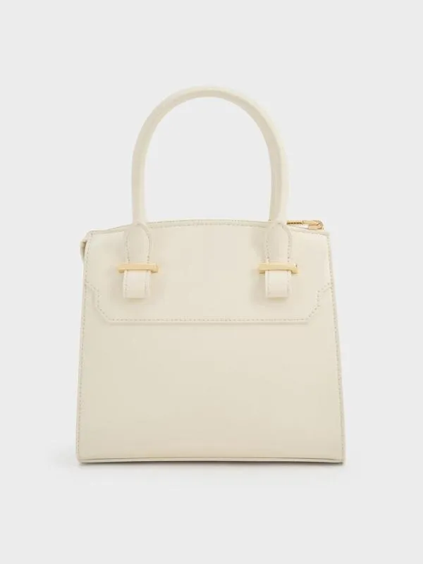 Women Temmie Structured Tote Bag 8211 Cream CHARLES and KEITH Top Handle Bags