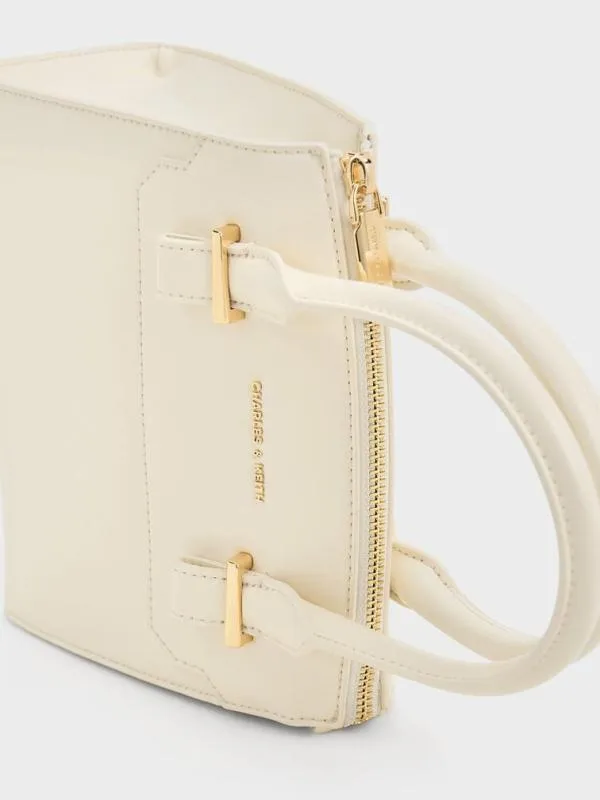 Women Temmie Structured Tote Bag 8211 Cream CHARLES and KEITH Top Handle Bags