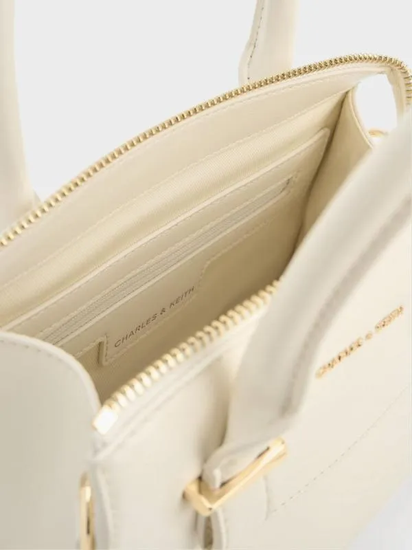 Women Temmie Structured Tote Bag 8211 Cream CHARLES and KEITH Top Handle Bags