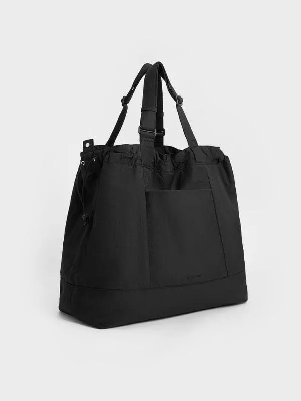 Women Terra Nylon Reversible Tote Bag 8211 Noir CHARLES and KEITH Slouchy Bags