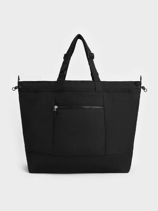 Women Terra Nylon Reversible Tote Bag 8211 Noir CHARLES and KEITH Slouchy Bags