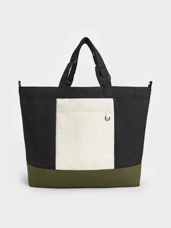 Women Terra Nylon Reversible Tote Bag 8211 Noir CHARLES and KEITH Slouchy Bags