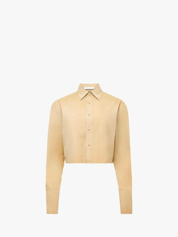 Women Tops and Shirts JW Anderson GARMENT DYED CROPPED SHIRT Light Tobacco