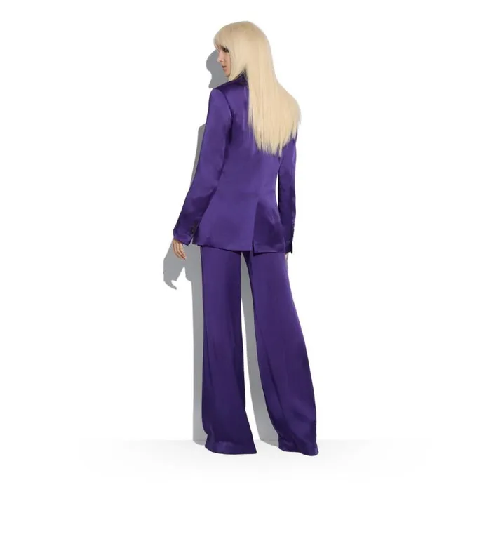 Women Tops Tom Ford Stretch Silk Satin Relaxed Fit Shirt Amethyst
